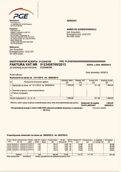 Rachunek za prąd